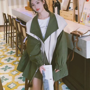 新款 韩版 风衣2024新品 外套 春秋装 休闲流行工装 高级女装 收腰中长款