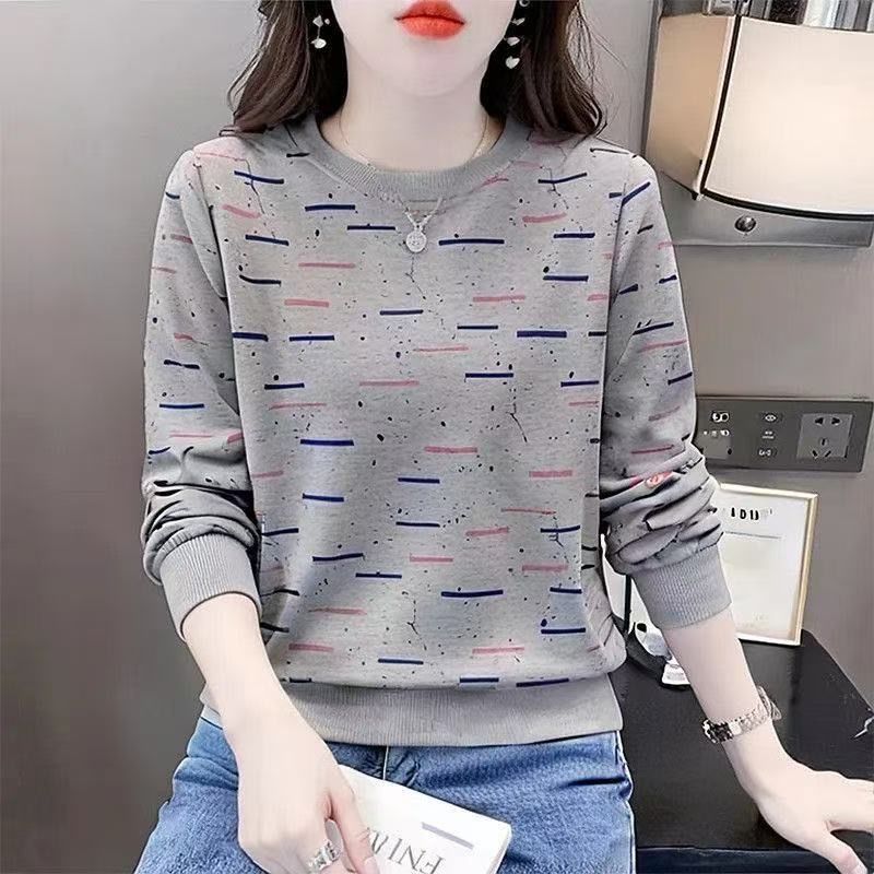 2025新款宽松圆领长袖条纹卫衣