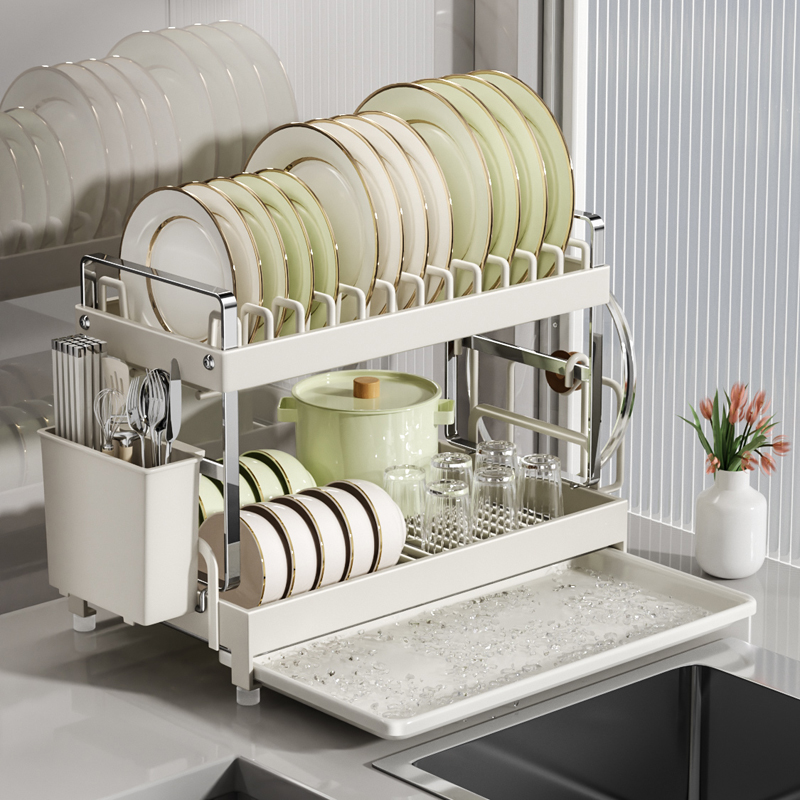 跨境厨房碗碟收纳架置物架台面多功能放碗盘家用2025新款沥水碗架