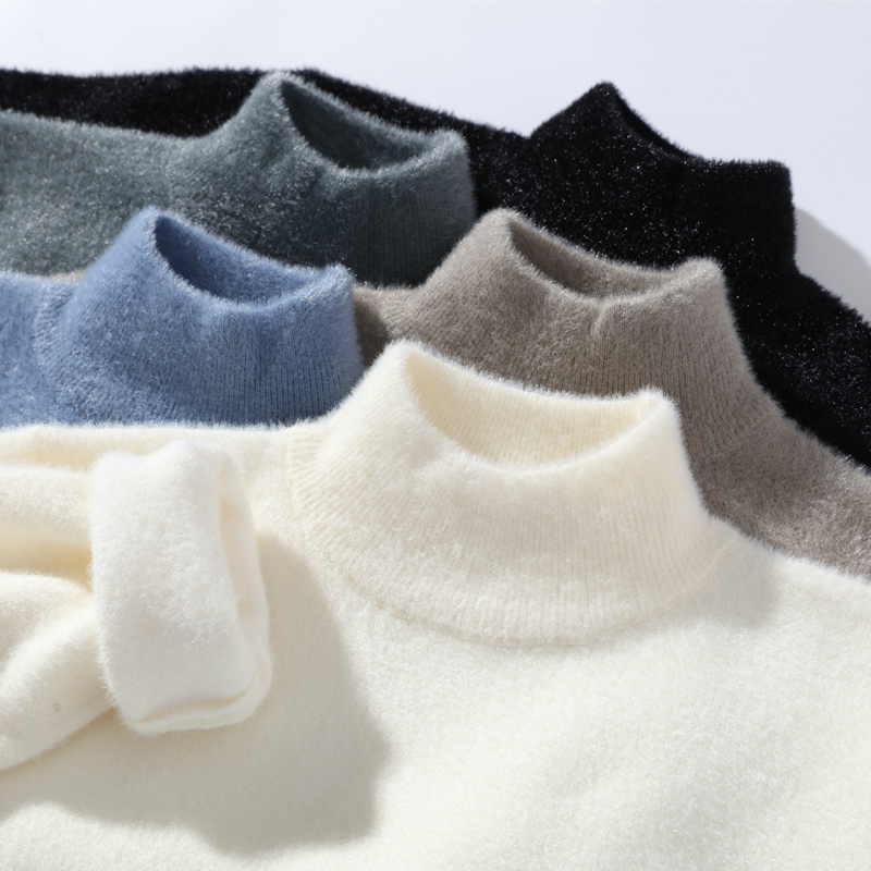 针织衫女2025冬季新款水貂绒毛衣女纯色内搭打底衫宽松简约毛线衣