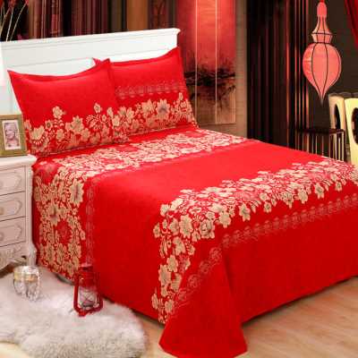 红色床单单件结婚喜庆婚礼1.5m双人1.8*2.0加大加厚3米炕单订制做