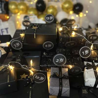 礼品盒生日年龄牌包装纸丝带一岁一礼送男生女朋友1到25岁30礼物
