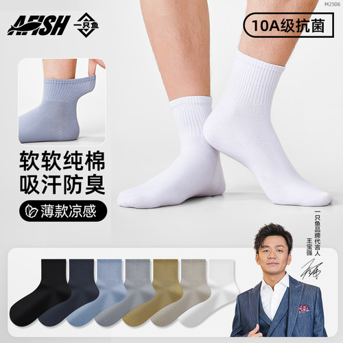 一只鱼男款无骨夏季中通袜