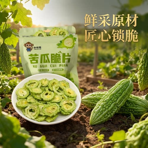 抖音同款乡味猴原切苦瓜脆片即食苦瓜片脱水回甘肝火清即食苦瓜脆