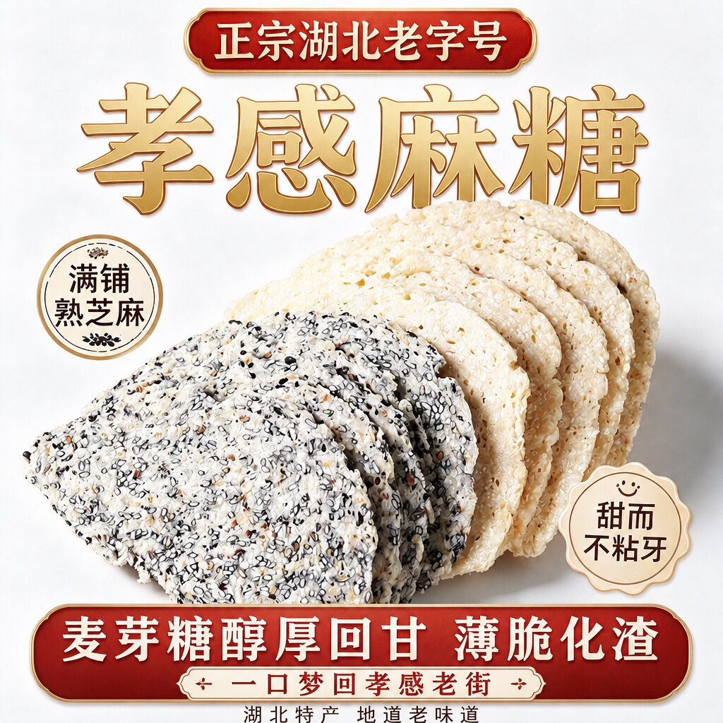 湖北特产孝感麻糖官方旗舰店老字号黑白芝麻薄片手工传统糕点小吃