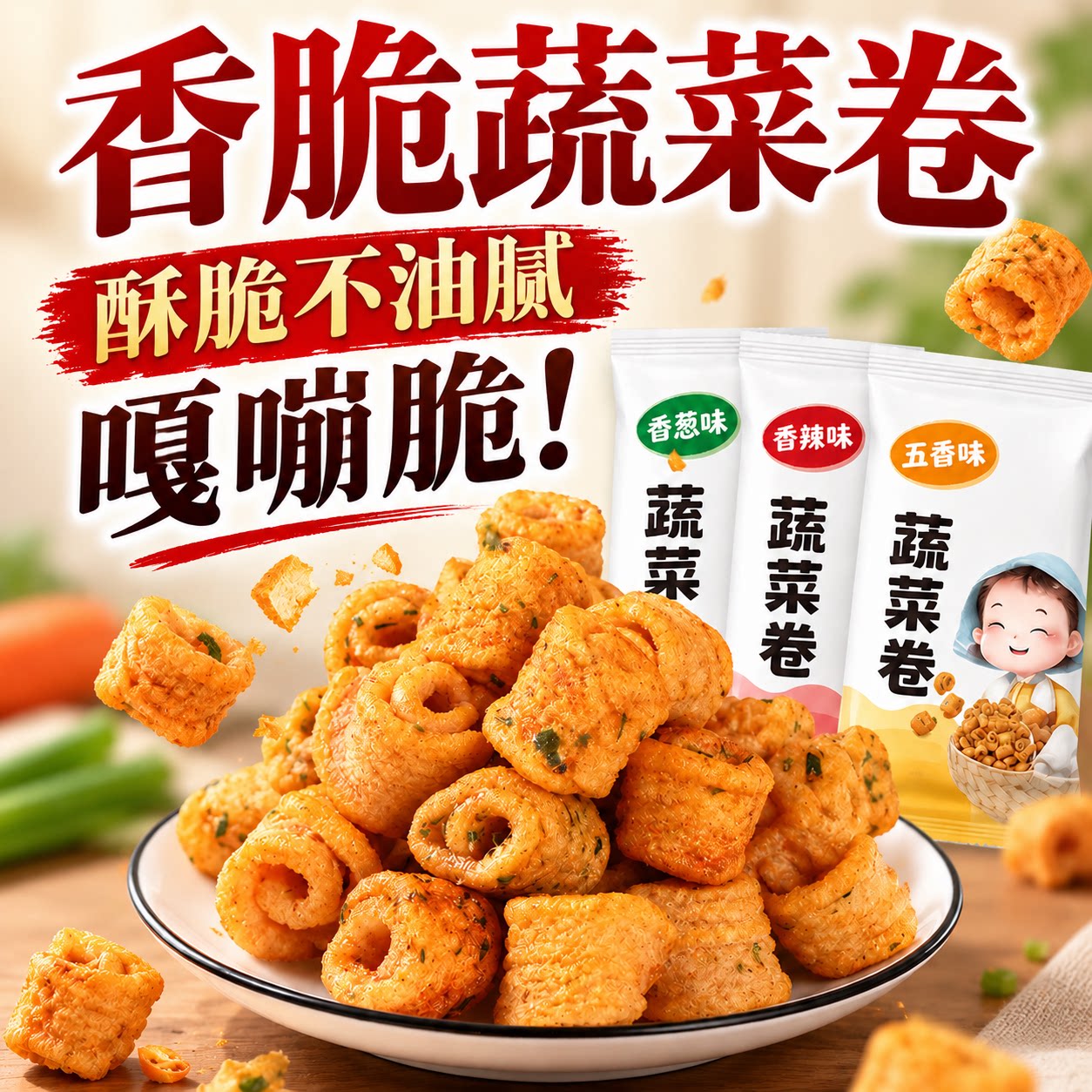 厂家直发香脆蔬菜卷零食便宜好吃