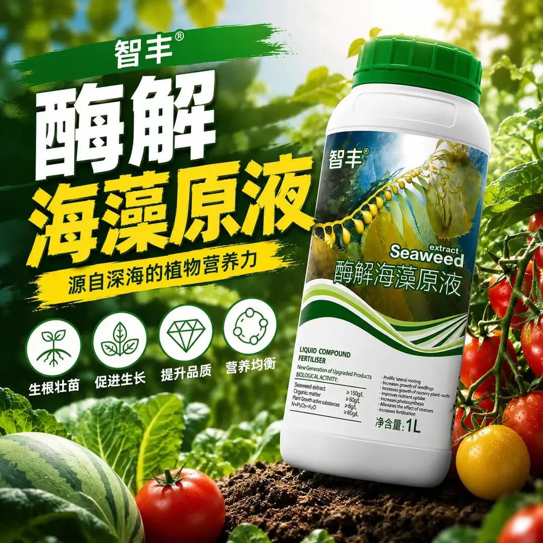 智丰酶解海藻原液水溶肥料生根壮苗促生长果蔬通用植物营养液1L装