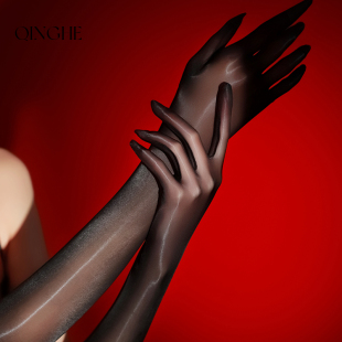 轻禾「幽兰」高透超薄油光丝袜手套性感丝滑高弹润滑极光黑丝情侣