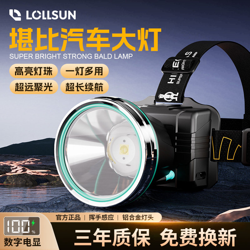 头灯2026新款强光超亮长续航头戴式感应矿灯户外夜钓鱼专用照明灯