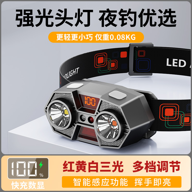 新款夜钓鱼专用强光超亮头灯