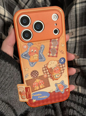 适用苹果17promax橙色星星宝宝手机壳IPhone17/16pro新款15/14plus可爱小米17promax卡通findX9全包vivoX300