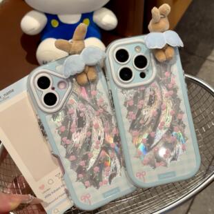 适用iPhone17/16promax可爱天使小兔手机壳小米17/15新款华为pura80/70ins风vivos50情侣findX9软壳Reno15女