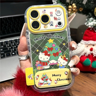 红米K90支架vivox300全包软壳 14plus可爱凯蒂猫小米17promax新款 适用IPhone17 16promax手机壳圣诞树苹果15