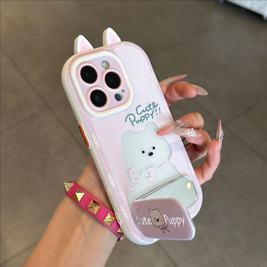 立体蝴蝶结西高地支架手机壳