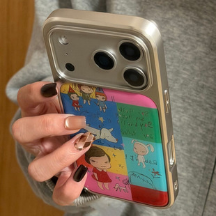 涂鸦奈良美智适用iPhone17/16ProMax手机壳oppofindx9滴胶银边小米17PROMAX小众华为Mate80保护套荣耀500软壳