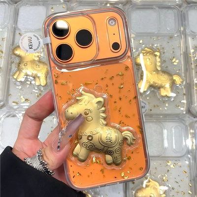 马上有钱立体滴胶金箔手机壳