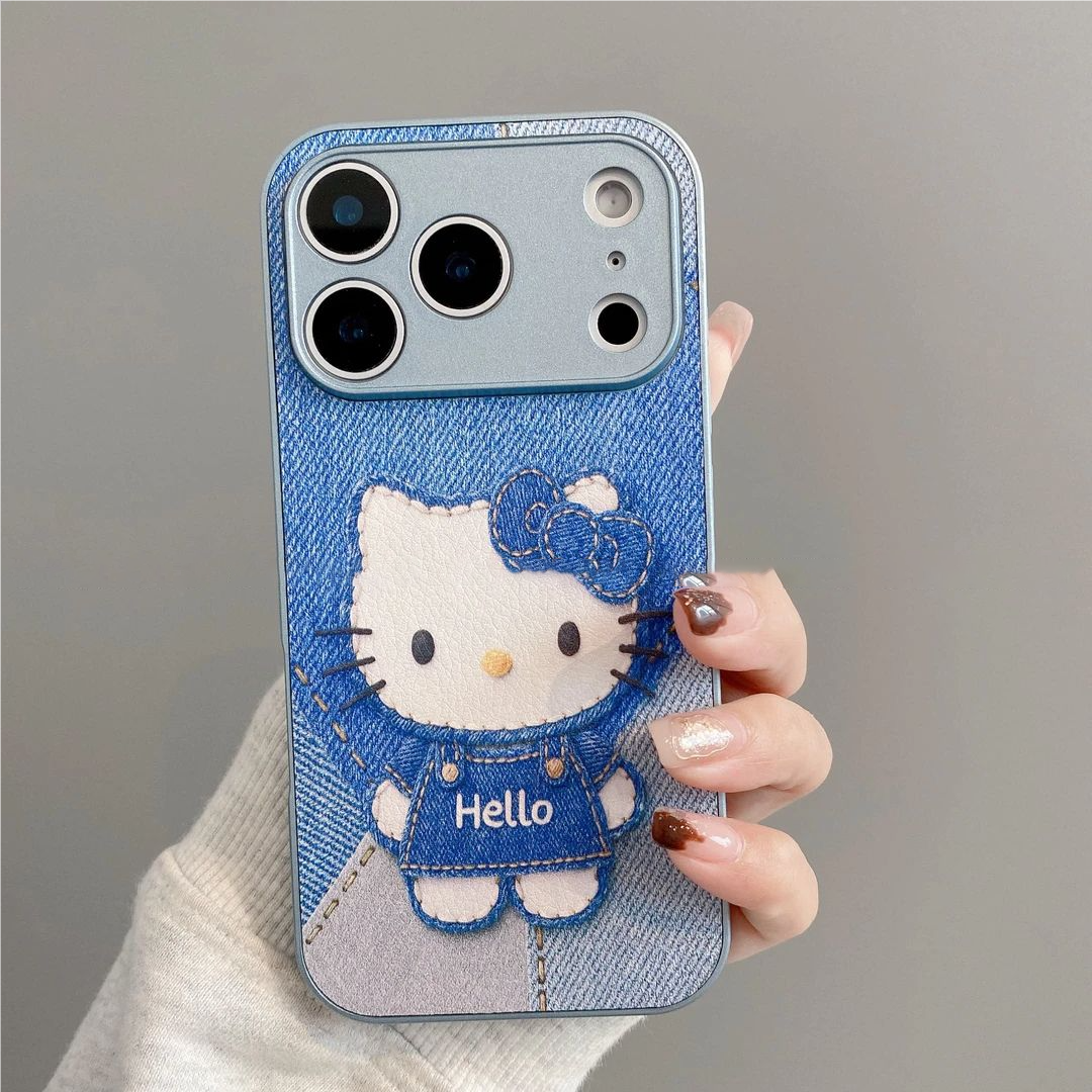 适用iPhone17/16promax牛仔纹Kitt皮革手机壳苹果15/14plus新款小米15/14ins风vivos30/20小众Reno14少女风壳