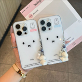 适用iPhone17 16promax韩系米菲兔骨头小狗挂件手机壳华为Pura80可爱mate70小众nova14防摔小米17 15软保护套