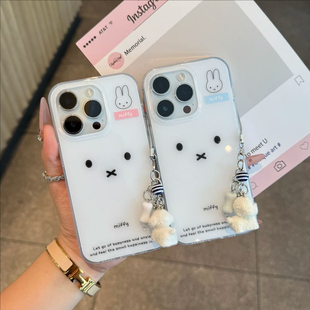 适用iPhone17/16promax韩系米菲兔骨头小狗挂件手机壳华为Pura80可爱mate70小众nova14防摔小米17/15软保护套