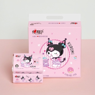 心相印三丽鸥库洛米联名便携餐巾纸4层加厚大张纸巾卫生纸10包/提