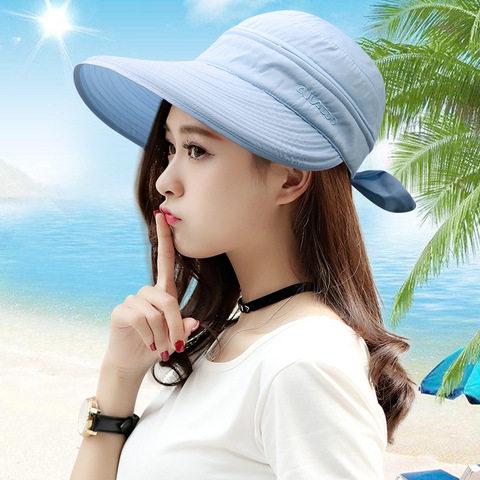 两用轻薄女士春夏季防晒户外夏季空顶帽时尚宽檐大檐帽韩版遮阳帽
