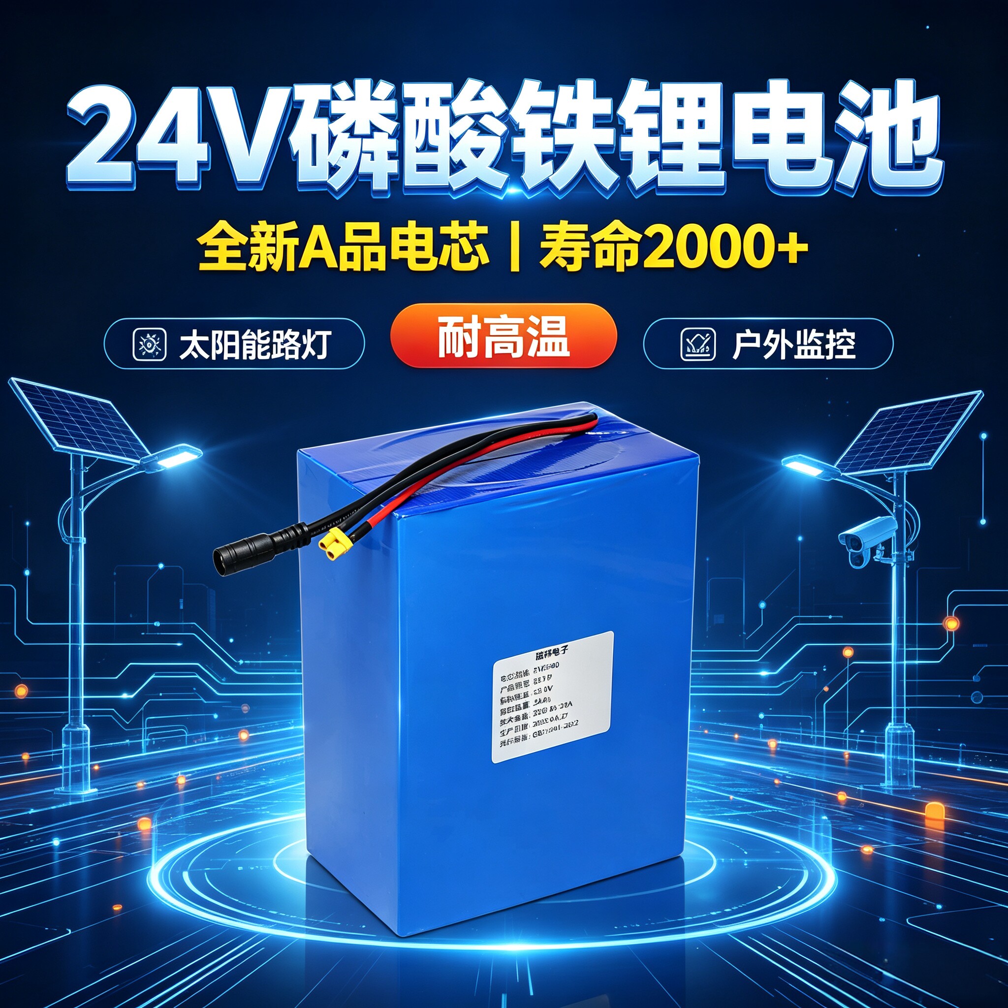 24V太阳能专用蓄电池大容量大功率型磷酸铁锂户外光伏储能电瓶