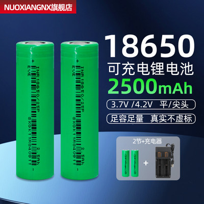 18650锂电池带充电器3.7V尖平头