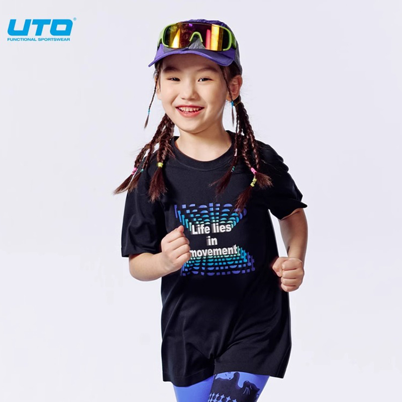 UTO运动速干圆领短袖T恤女童夏