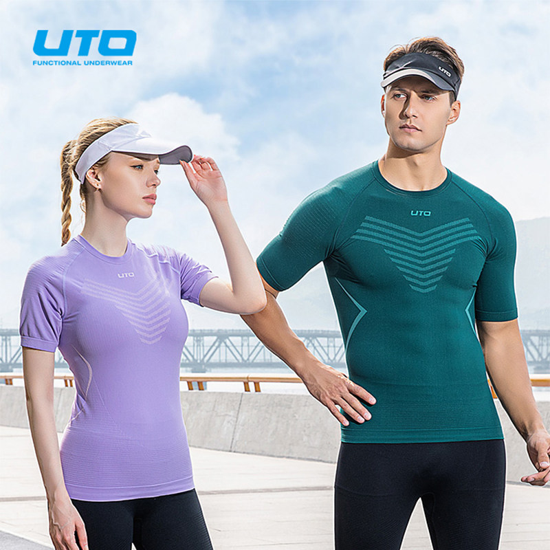 UTO悠途训练短袖男压缩运动t恤女速干紧身衣户外跑步快干透气上衣