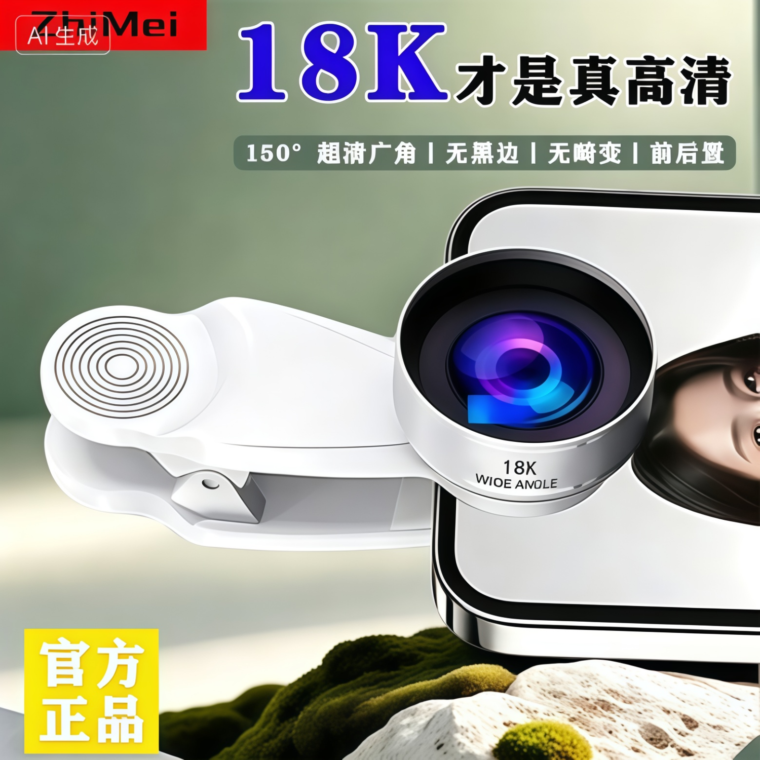 18K 超高清手机广角镜头主播直播瘦脸美颜前后置夹子远人像拍视频