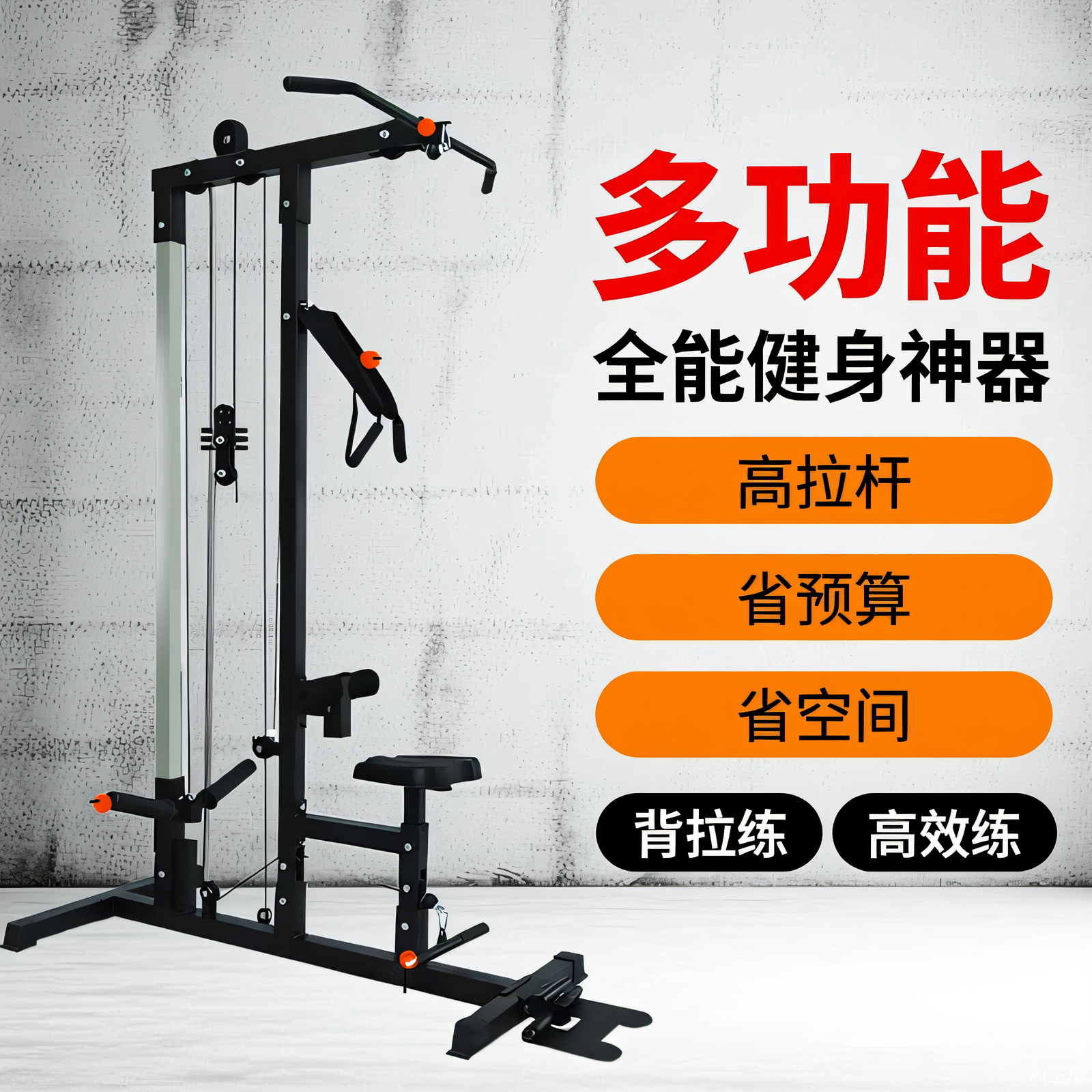 中老年高位下拉综合训练器锻炼家用划船背拉腿部健身器材