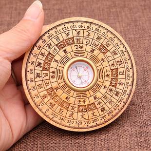 桃木罗盘罗盘风水盘高精度综合盘圆形罗经家居摆件物品