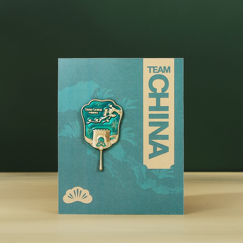 扇子形状TEAM CHINA徽章新年礼物