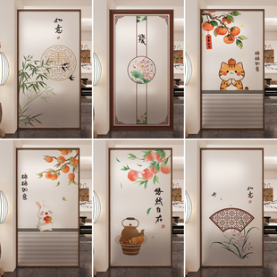 2026新款防走光玻璃膜中式客厅厨房窗户遮光卫生间防窥窗静电贴纸