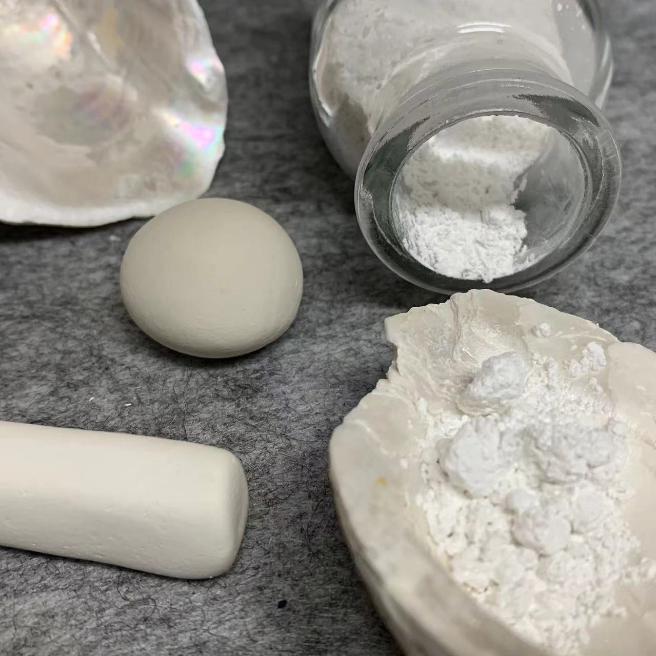 淡水蛤粉团子 蛤白条 珍珠白 蛤粉  蛤蚌壳原料 古法手作国画颜料