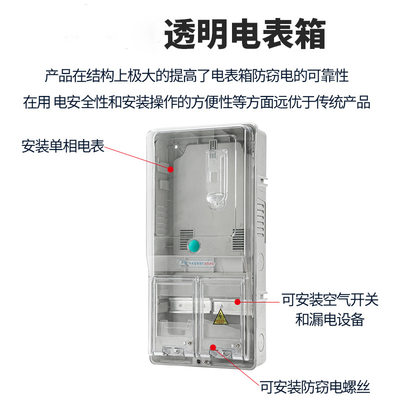 三相1户透明塑料电表箱 预付费插卡电子式380V智能配电箱计量表箱