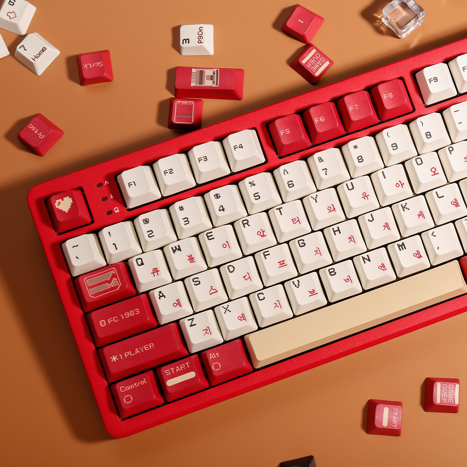 红白机韩文机械键盘键帽87/98/108一整套pbt热升华正刻FC高度个性