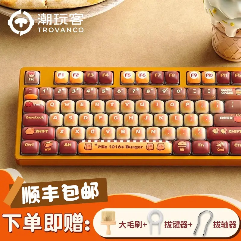 潮玩客喵喵快餐馒头键帽个性可爱PBT热升华68/75/87/108键MOG高度图片