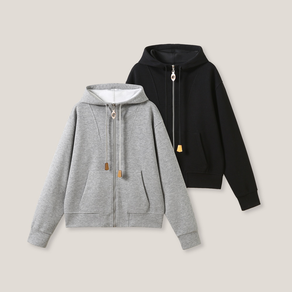 【X-潘星星专属】纯色设计款皮革拉链休闲羊毛外套ss26417