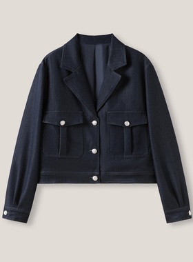 欧倪蜜 OUNIMI纯色翻领宽松休闲长袖外套上衣ss26321