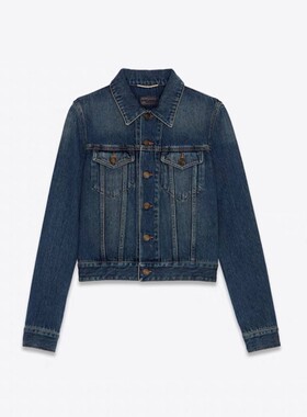 YL 女士复古深蓝色经典牛仔夹克外套GD66001
