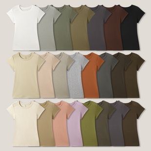【美美粉丝专享】青春靓丽纯色套头修身简约圆领短袖T恤SS26588