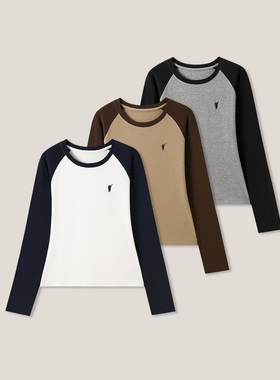 【丽丽姐专属】秋冬经典款修身撞色羊毛长袖打底衫ss26492