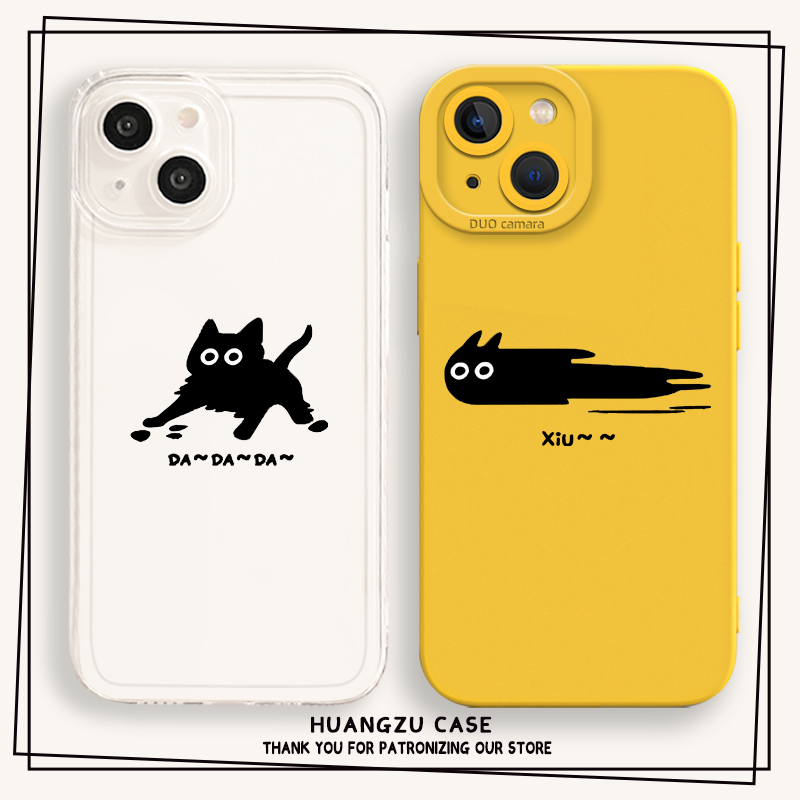 黑猫情侣手机壳猫咪可爱创意搞怪