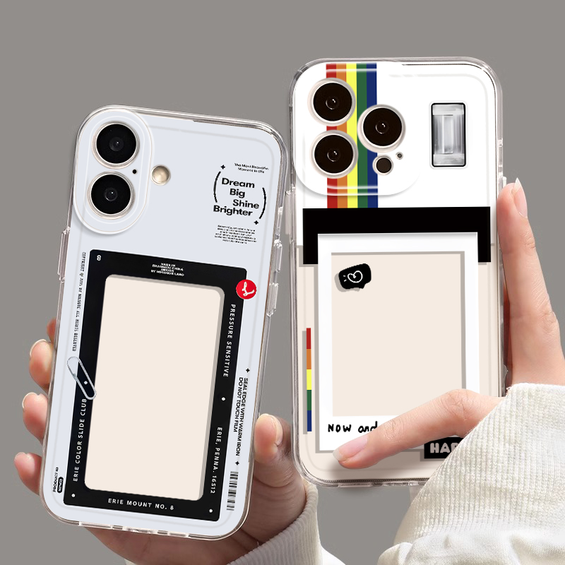 适用拍立得手机壳可放照片小卡