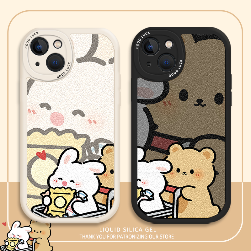 情侣手机壳兔子小熊购物车可爱
