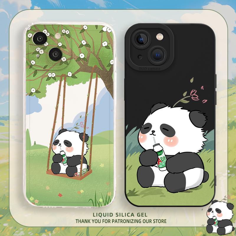熊猫手机壳荡秋千可爱卡通情侣春
