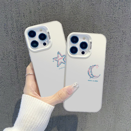 星星月亮适用苹果17手机壳iphone16情侣oppofindx9手绘vivox300涂鸦iqooneo11多巴胺s20一加ace5/z9/reno14/7