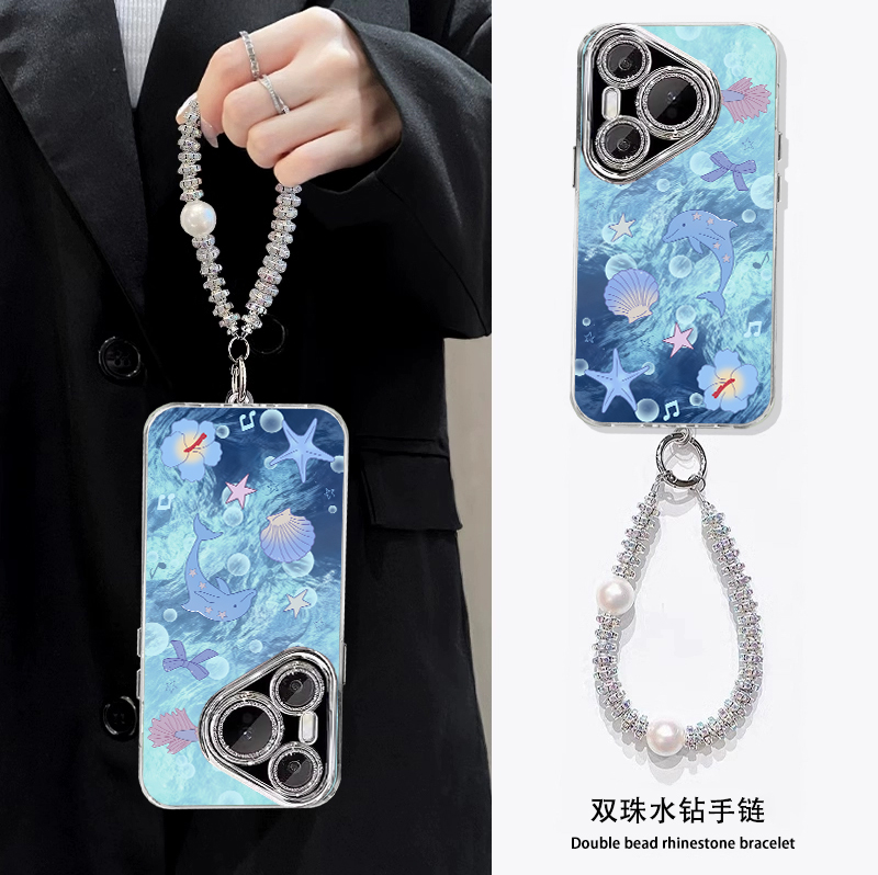 适用海底贝壳手机壳海豚冰川纹