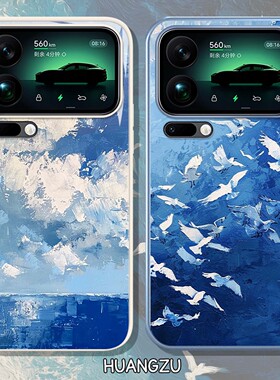 海鸥适用小米15手机壳17promax红米k80油画k90克莱因蓝note13pro小众14高级感k70/turbo5max/k60/civi5pro/12